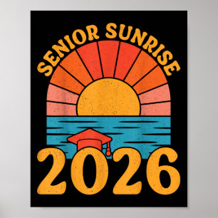 Póster Retro Senior Sunrise 2026 Seniors Of Cl Beach Grad