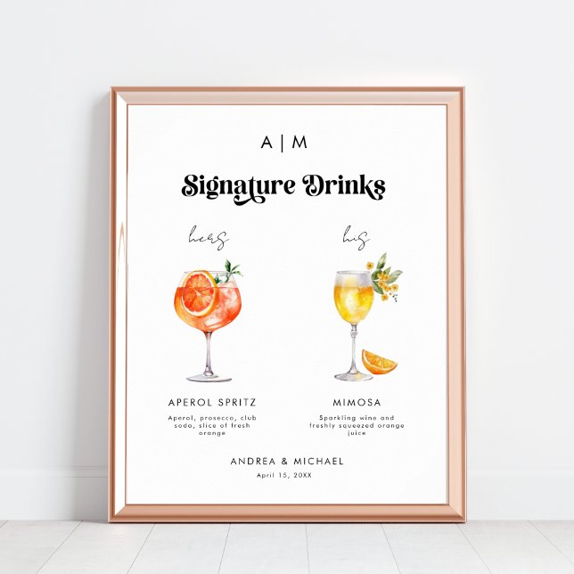 Póster Retro Signature Bebe Cócteles Rótulo Boda (Subido por el creador)