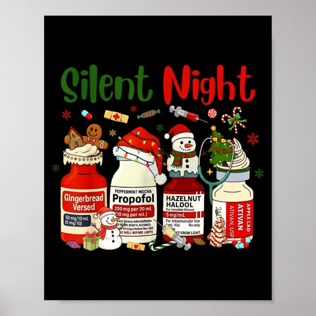 Póster Retro Silent Night Xmas Nurse Christmas Doctor Er  (Frente)