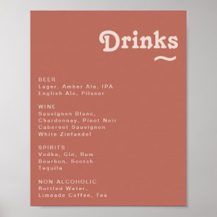 Póster Retro simple   Antiguo Rótulo de menú de bebidas R