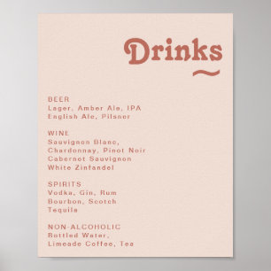 Póster Retro simple   Rótulo del menú de bebidas Bodas ro