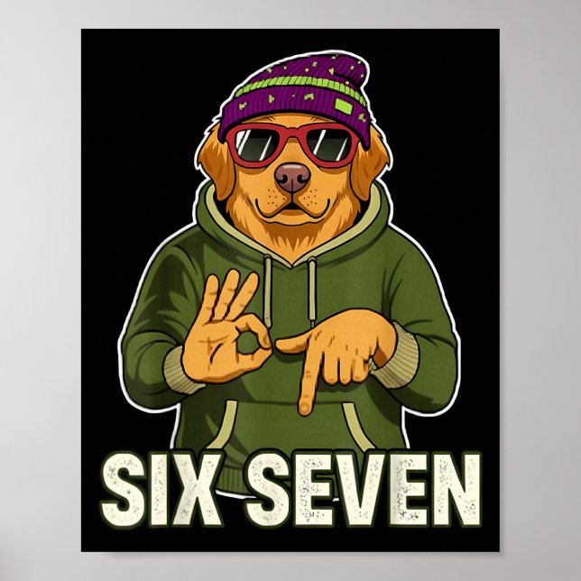 Póster Retro Six Seven Golden Retriever Graphic Gift Men  (Frente)