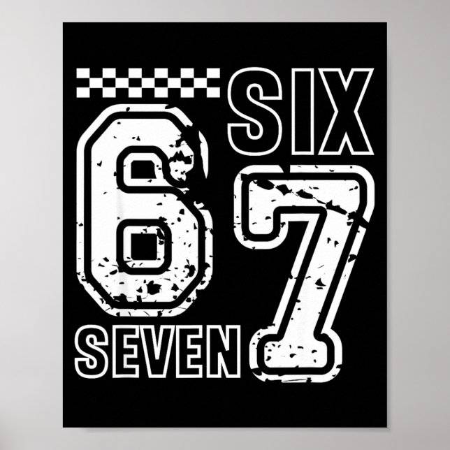 Póster Retro Six Seven Numbers Clever Humor 6 7 Meme Mens (Frente)