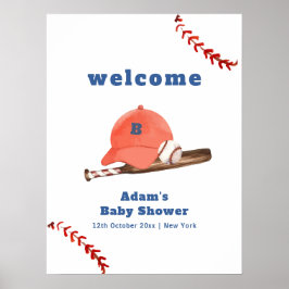 Póster Retro Slugger Baseball Boy Baby Shower Welcome