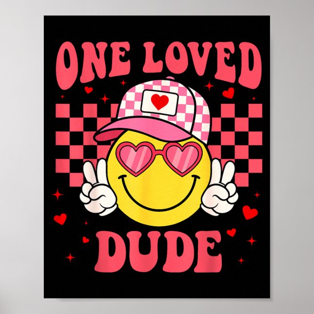 Póster Retro Smile Face One Loved Dude Valentines Day Men (Frente)