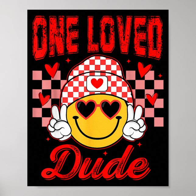 Póster Retro Smile Face One Loved Dude Valentines Day Men (Frente)