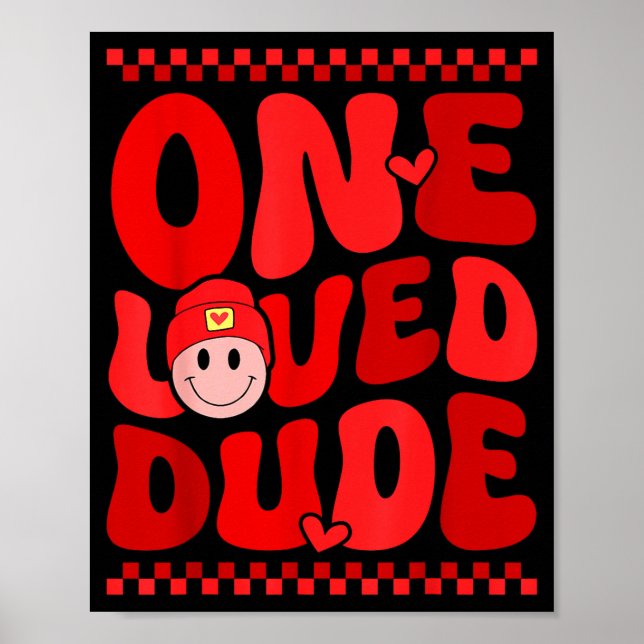 Póster Retro Smile Face One Loved Dude Valentines Day Men (Frente)