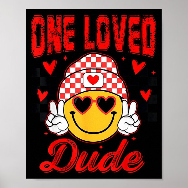 Póster Retro Smile Face One Loved Dude Valentines Day Men (Frente)