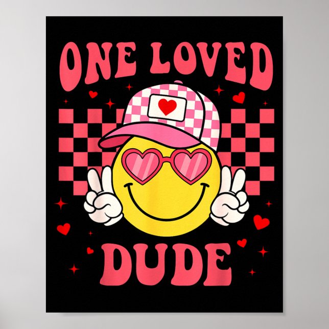 Póster Retro Smile Face One Loved Dude Valentines Day Men (Frente)