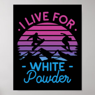 Póster Retro Snowboard Vivo para White Powder 90s 80s Sn