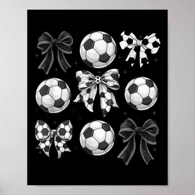 Póster Retro Soccer Bow,game Day,coquette Soccer Mom,mama (Frente)