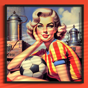 Póster Retro Soccer Pin Up