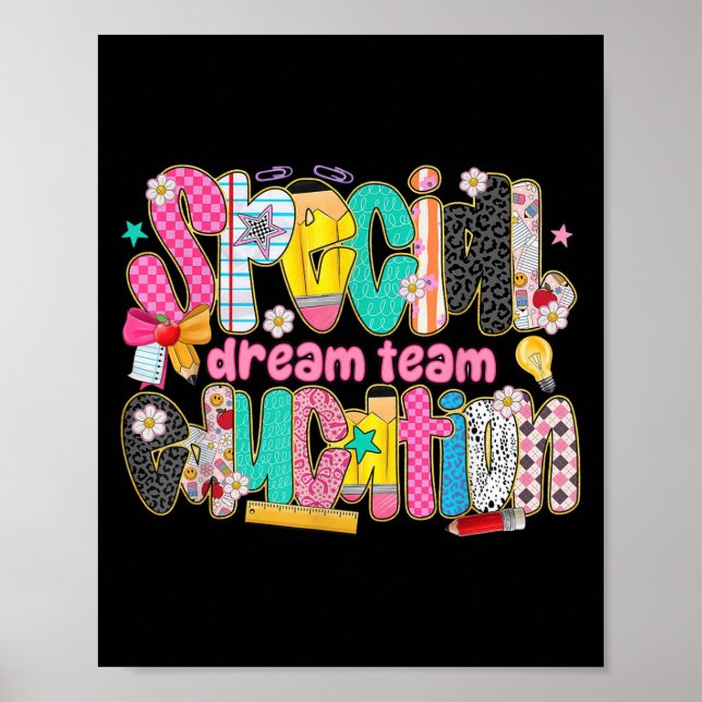 Póster Retro Special Education Squad Dream Team Sped Teac (Frente)