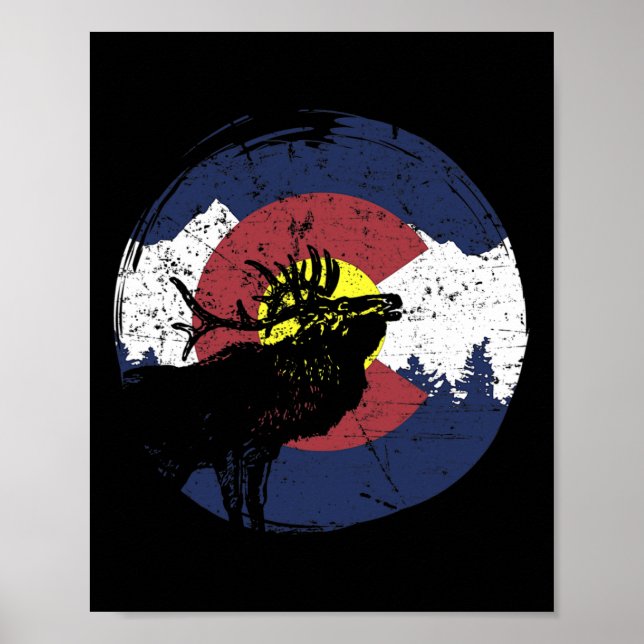 Póster Retro State Flag Colorado Rocky Mountains Skiing A (Frente)