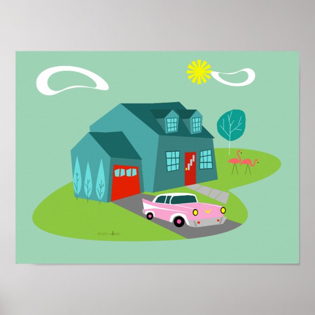 Póster Retro Suburban House Poster (Frente)