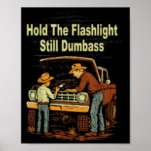 Póster Retro Sujete La Linterna Todavía Tonto Auto Fixing