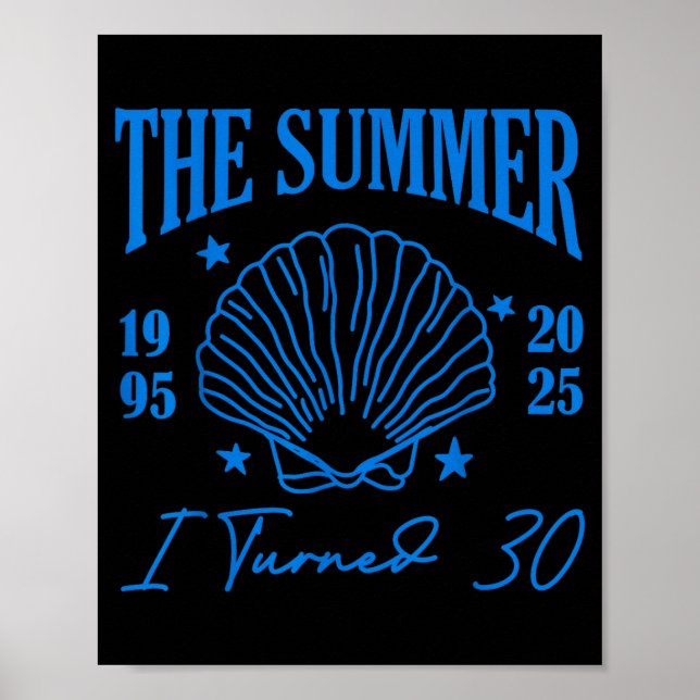 Póster Retro Summer I Turn 30 Seashell Coastal Beach Summ (Frente)