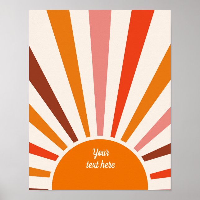 Póster Retro Sun Rays Naranja de la puesta de sol rojo am (Frente)