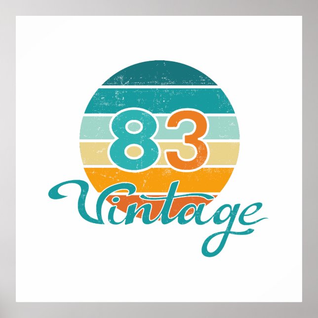 Póster Retro Sunset 83 Vintage Distressed (Frente)