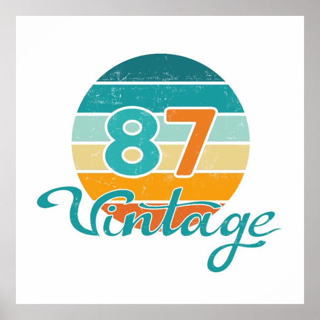 Póster Retro Sunset 87 Vintage Distressed (Frente)