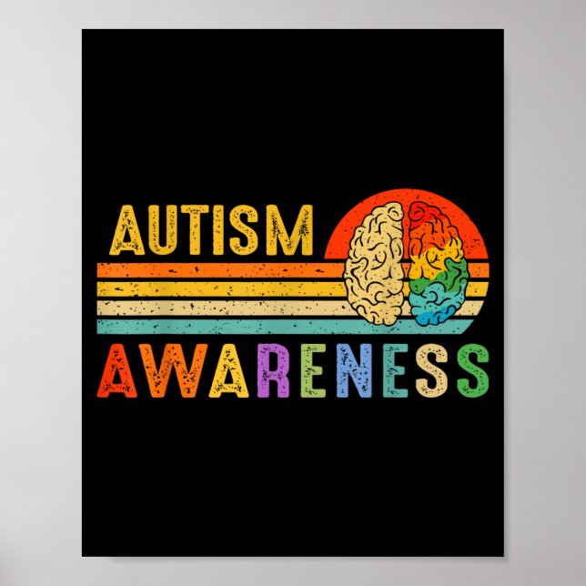 Póster Retro Sunset Autism Awareness Neurodiversity Spect (Frente)