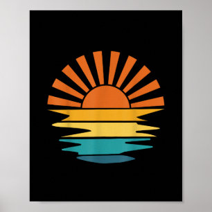 Póster Retro Sunset Rays Wavy Vintage Retro Sunshine Sun