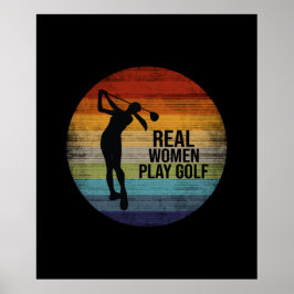 Póster Retro Sunset Real Women Juega al Golf