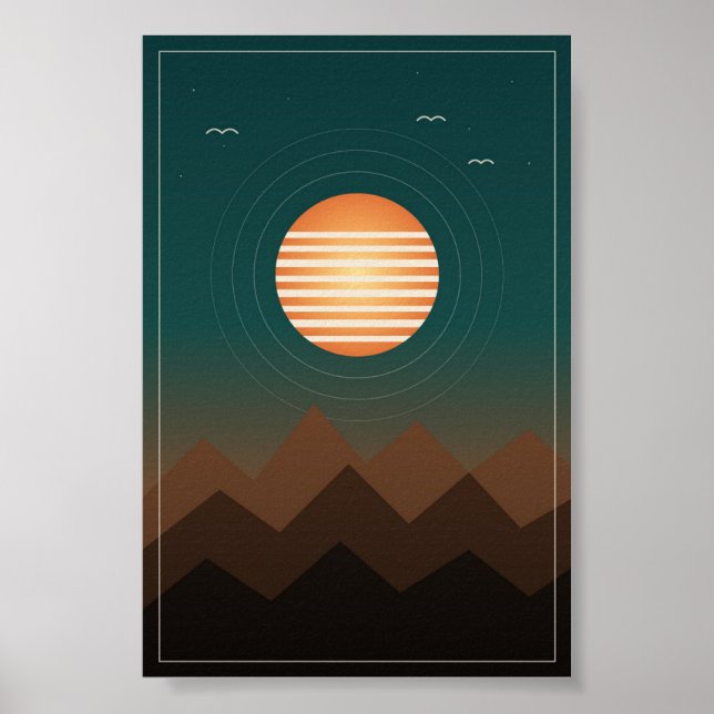 Póster Retro Sunset Ridge (Frente)