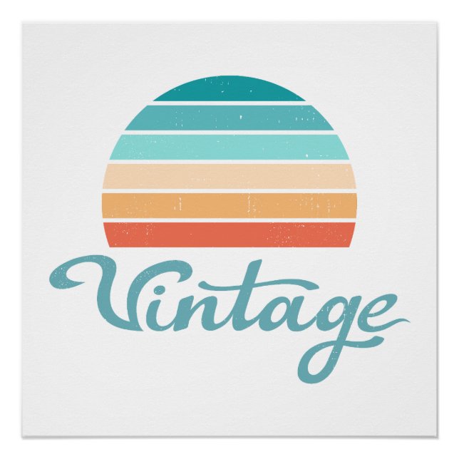 Póster Retro Sunset+Vintage Script Distressed (Anverso)
