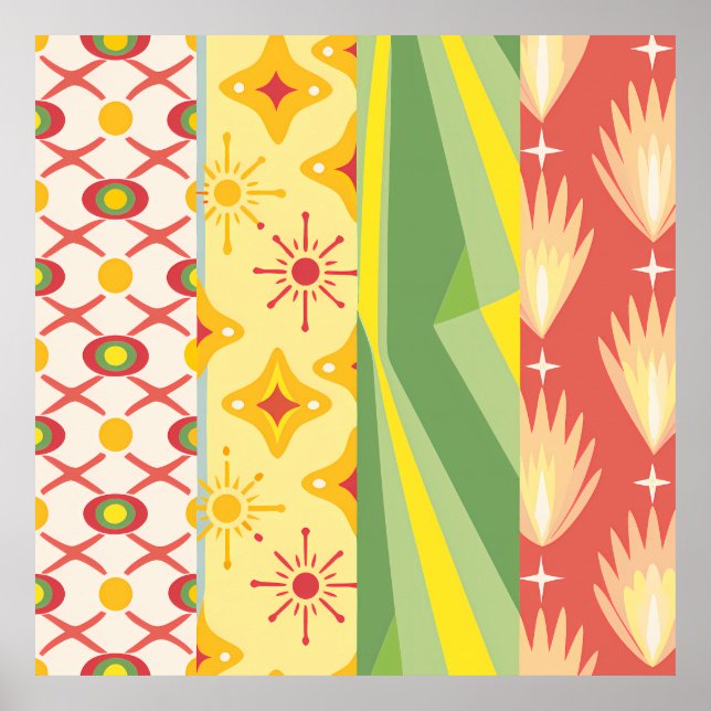 Póster Retro Sunshine Patterns – Bold Colorful  (Frente)