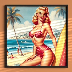 Póster Retro Surf Pin Up