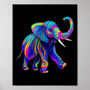 Póster Retro Synthwave 80s 90s Elefante Trompa Arriba Cha
