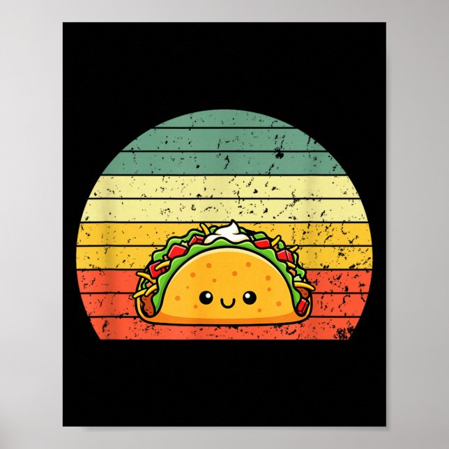 Póster Retro Taco Lover Shirt Funny Retro Taco Humor  (Frente)