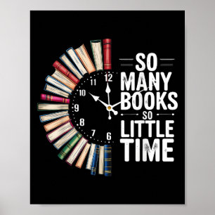 Póster Retro Tantos Libros Pequeños Lecturas de Reloj de