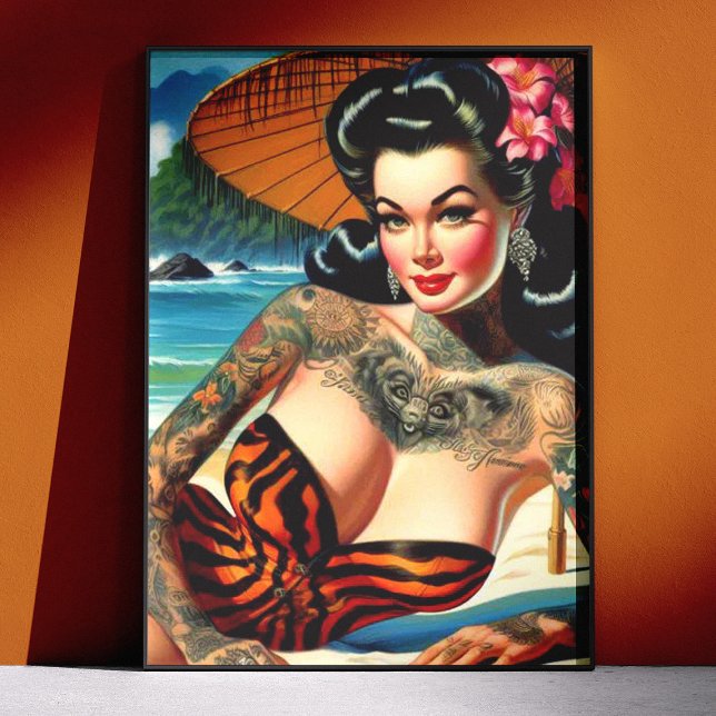 Póster Retro Tattoo Beach Pin-up (Subido por el creador)
