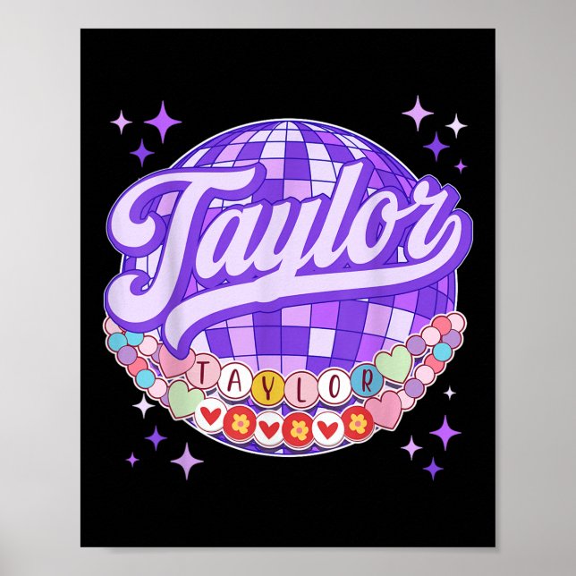 Póster Retro Taylor Nombre Personalizado Amistad Br (Frente)