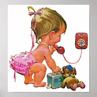 Póster Retro Telephone Toddler