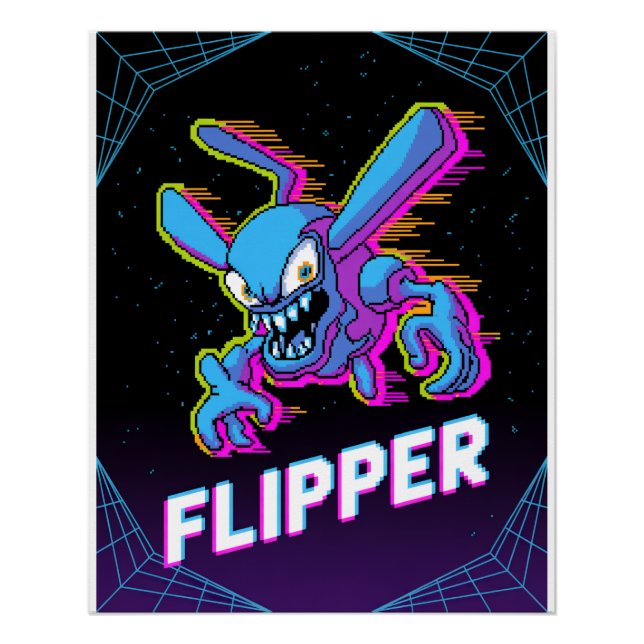 Póster Retro Tempest Flipper Arcade Villain Cartoon Tee (Anverso)