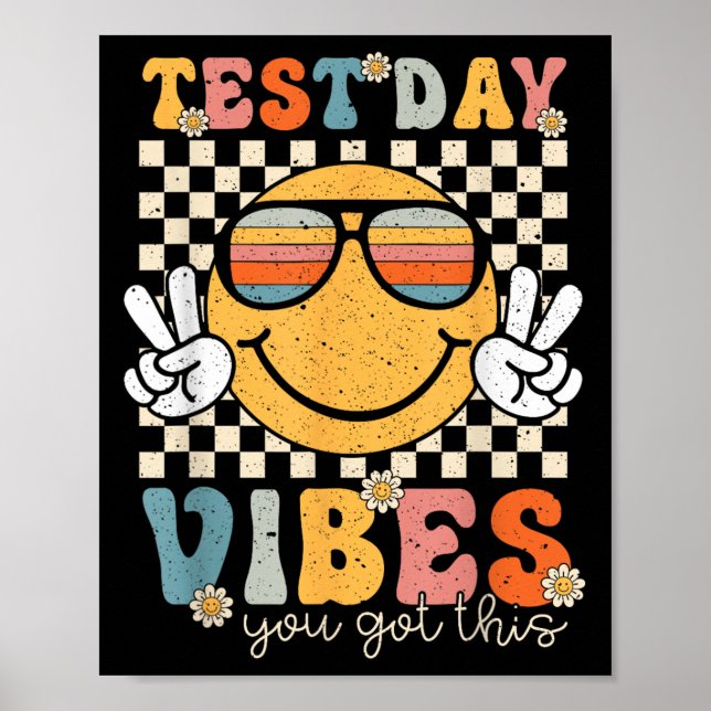 Póster Retro Test Day Vibes You Got This Motivation Teach (Frente)