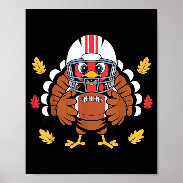 Póster Retro Thanksgiving Turkey Football Toddler Boys Ki (Frente)