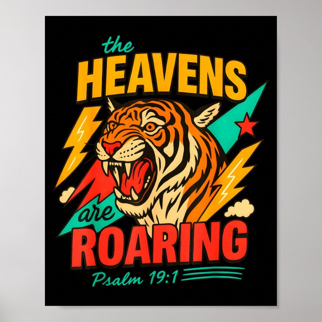 Póster Retro The Heavens Are Roaring Believer Bible Verse (Frente)