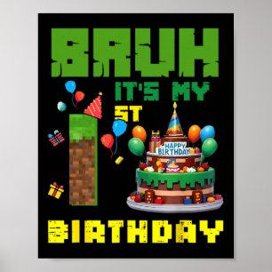 Póster Retro tío es mi 1er cumpleaños pastel de píxeles j