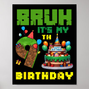 Póster Retro tío es mi cumple 9 pastel de píxeles jugador