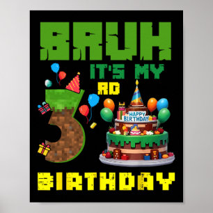 Póster Retro tío es mi cumpleaños 3 pastel de píxeles jug