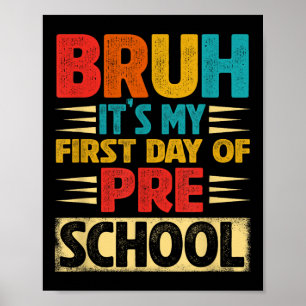 Póster Retro tío es mi primer día de preescolar de vuelta