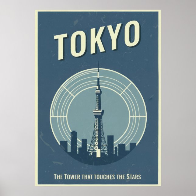 Póster Retro Tokyo Travel Poster – Mid-Century Modern (Frente)
