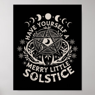 Póster Retro Tómate Un Pequeño Solsticio Feliz Yule H