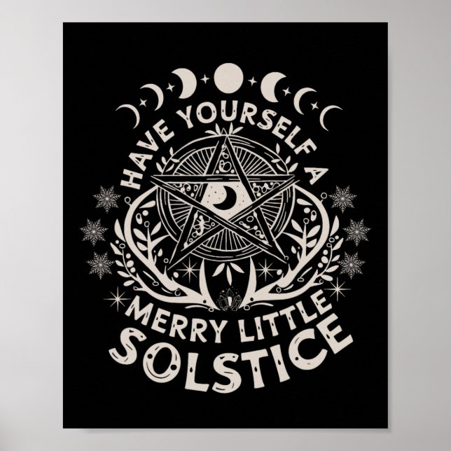 Póster Retro Tómate Un Pequeño Solsticio Feliz Yule H (Frente)