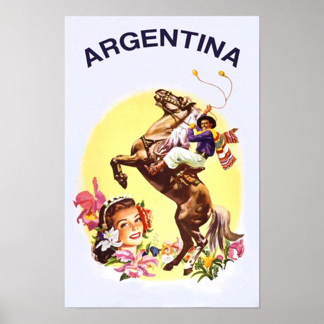 Póster Retro travel poster for Argentina (Frente)