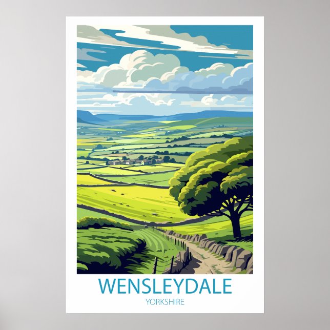 Póster Retro Travel Wensleydale Yorkshire Wall Art (Frente)